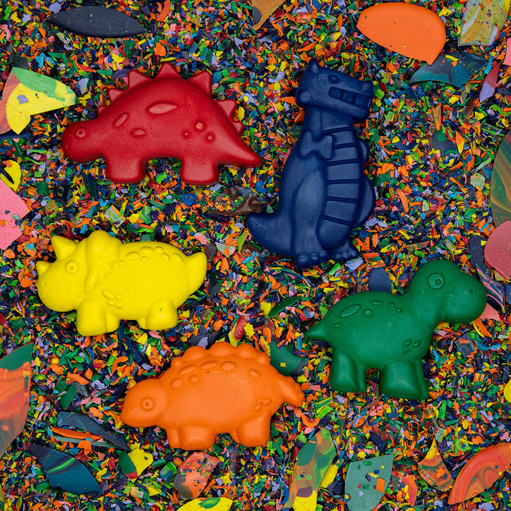 5 Solid Color Cute Dinosaur Crayon Set